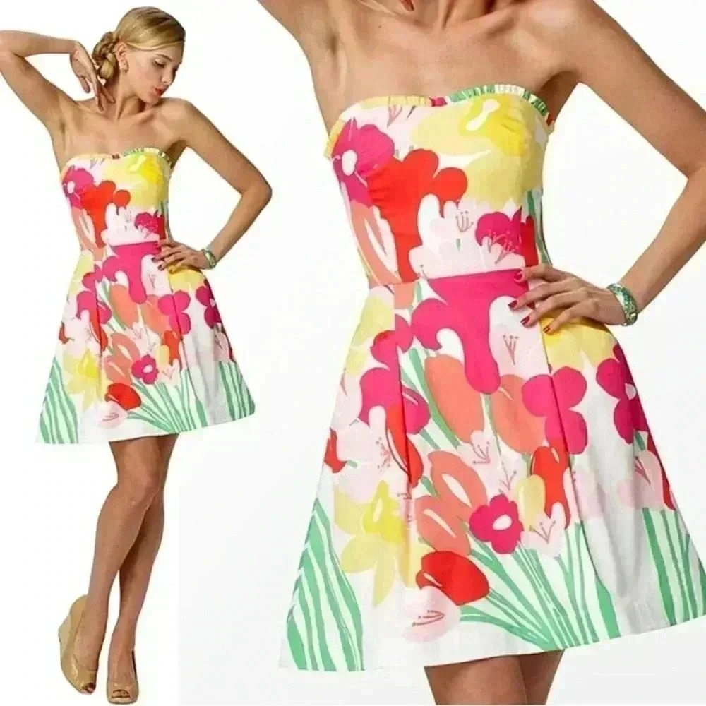 Blossom Lavish Lilly's Place Floral Strapless Fit Flare Dress - Picture 1 of 5